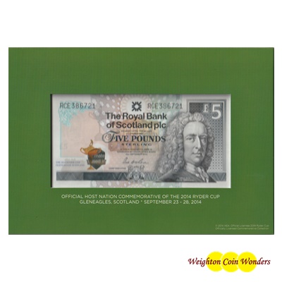2014 Royal Bank of Scotland £5 Note - RYDER CUP